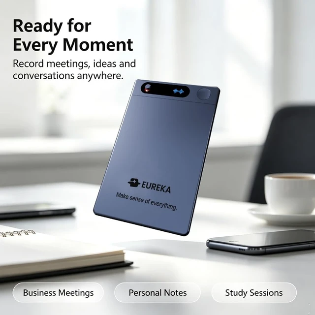 Alt view image 2 of 7 - 64GB AI Audio Recorder with App, Voice Activated Recorder with AI Summary & Transcript, Speaker Diarization, Noise Cancelling Recording Device for Interviews, Phone Calls, Lectures (Pro)
