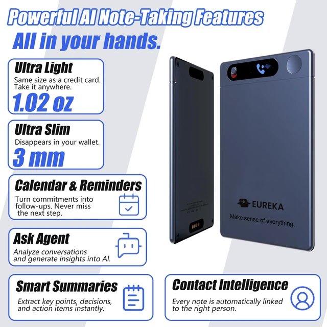 Alt view image 7 of 7 - 64GB AI Audio Recorder with App, Voice Activated Recorder with AI Summary & Transcript, Speaker Diarization, Noise Cancelling Recording Device for Interviews, Phone Calls, Lectures (Pro)