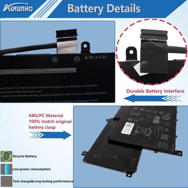 Alt view image 3 of 7 - TVKGH 88W 6Cell Laptop Battery Replacement for Dell Latitude 9510 9520 Latitude 9520 2-in-1 Series N7HT0 TVKGH V5K68 N2NLL HYMNG 08NFC7 N2NLL N7HTO 0PKW00 089GNG 0HYMNG