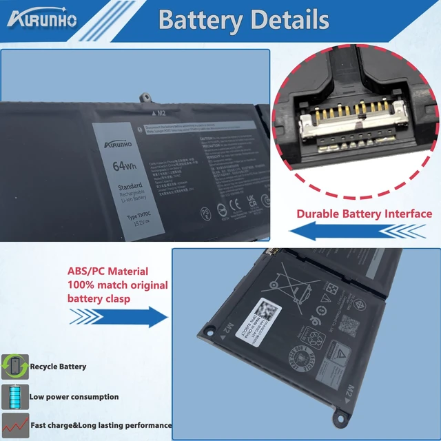 Alt view image 3 of 7 - TN70C Laptop Battery Replacement for Dell Inspiron 5510 5330 5435 7435 7420 3510 3511 Latitude 3420 3330 3320 3520 Vostro 5635 3562 3510 5510 3515 Series Laptop OVKYJX N9XX1