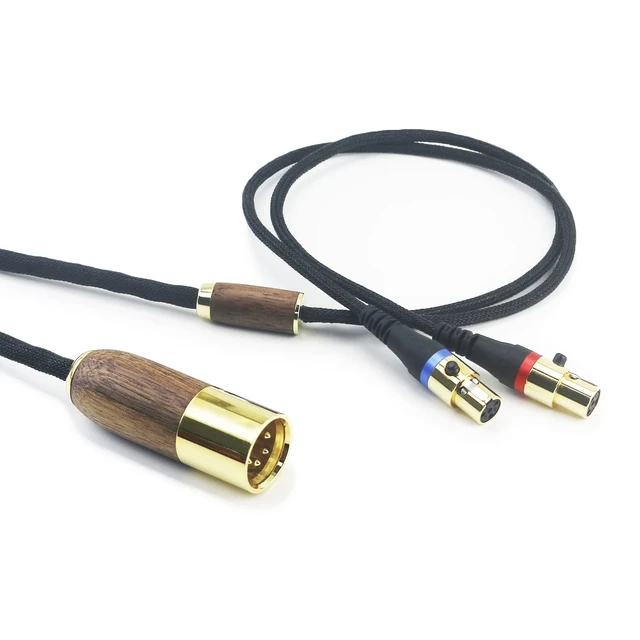 Alt view image 2 of 7 - 3m/10ft Replacement Audio Cable 4-pin XLR Balanced Walnut Wood Shell Cable Compatible with Audeze LCD-2, LCD-4, LCD-3, LCD-X, LCD-XC Headphone 6N OCC Copper Silver Plated Cord