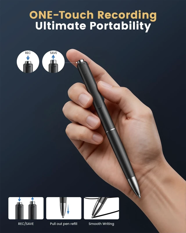 Alt view image 5 of 7 - 64GB One-Touch Digital Voice Recorder,720H Recording Device | With Intelligent Noise Reduction,Voice Active Recorder for Lectures Meeting, Class, Work, Interviews