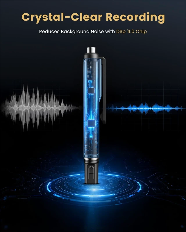Alt view image 6 of 7 - 64GB One-Touch Digital Voice Recorder,720H Recording Device | With Intelligent Noise Reduction,Voice Active Recorder for Lectures Meeting, Class, Work, Interviews