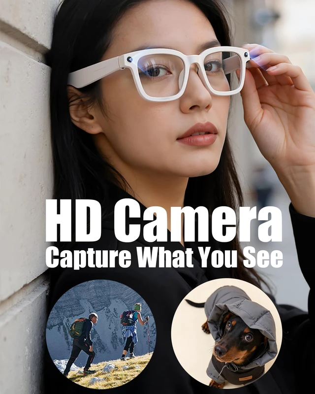 Alt view image 5 of 7 - AI Smart Glasses with Camera and Realtime Translation (White+ Colror lens) with HD Camera for Video Photo, Bluetooth and Wifi Transfer, with Microphone for Talk, Light Weight Small Size for Women