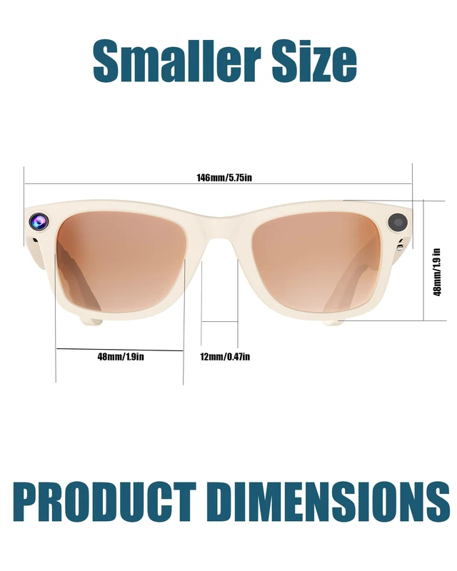 Alt view image 6 of 7 - AI Smart Glasses with Camera and Realtime Translation (White+ Colror lens) with HD Camera for Video Photo, Bluetooth and Wifi Transfer, with Microphone for Talk, Light Weight Small Size for Women