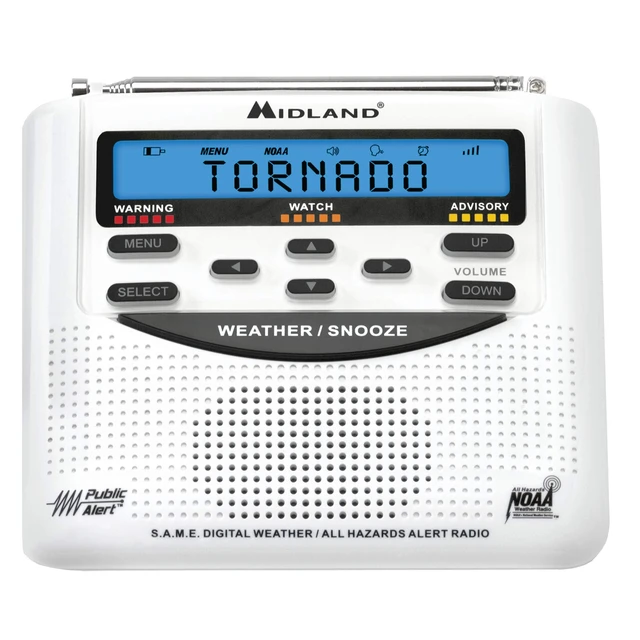 Main image of WR120, NOAA Emergency Weather Alert Radio - S.A.M.E. Localized Programming, Trilingual Display, 60+ Emergency Alerts, & Alarm Clock (WR120C - Clam Packaging)