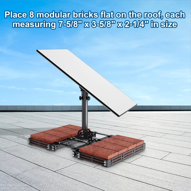 Alt view image 7 of 7 - Roof Ridge Mount for Starlink Gen 3, 8 Piece Bricks Starlink Mounting Kit with Tilt Angle Adjustable Pipe Adapter, Starlink Internet Kit Satellite Pole Mount for Starlink Gen 3 Standard Dish