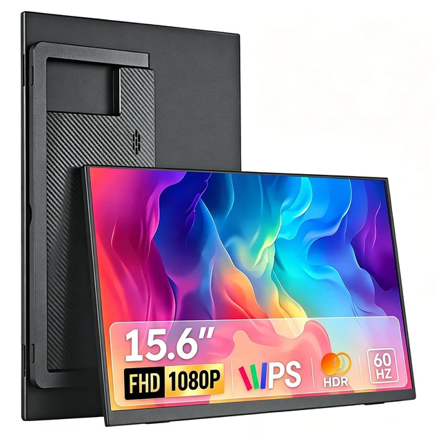 Main image of Portable Monitor for Laptop, 15.6 Inch 1080P Second External Monitor IPS USB-C HDMI Portable Computer Monitor with Kickstand, Speakers, VESA Mountable, Travel External Second Screen for Phone