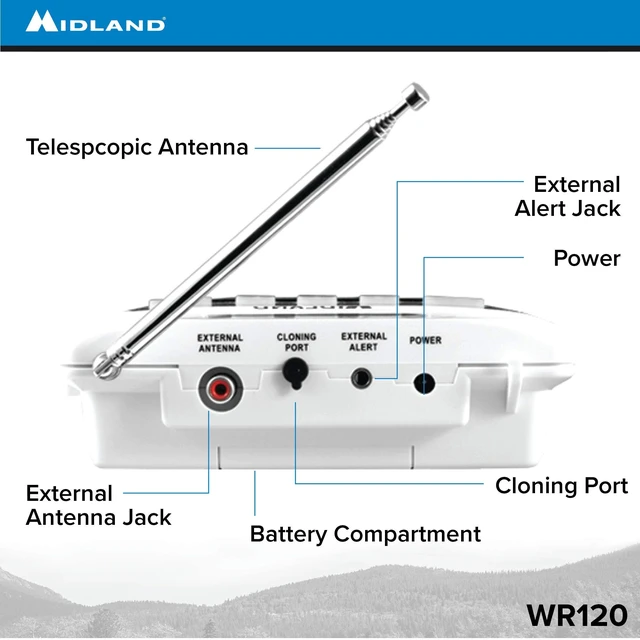 Alt view image 5 of 7 - WR120, NOAA Emergency Weather Alert Radio - S.A.M.E. Localized Programming, Trilingual Display, 60+ Emergency Alerts, & Alarm Clock (WR120C - Clam Packaging)