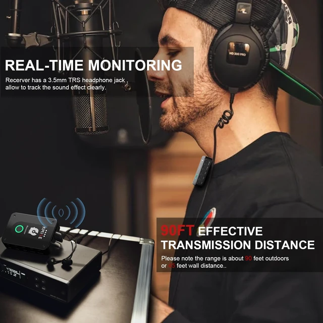 Alt view image 6 of 7 - Wireless in-Ear Monitor System, Pro 2.4G Stereo/Mono Wireless IEM System with Transmitter and Receiver Automatic Pairing, for Studio, Band Rehearsal, Live Performance