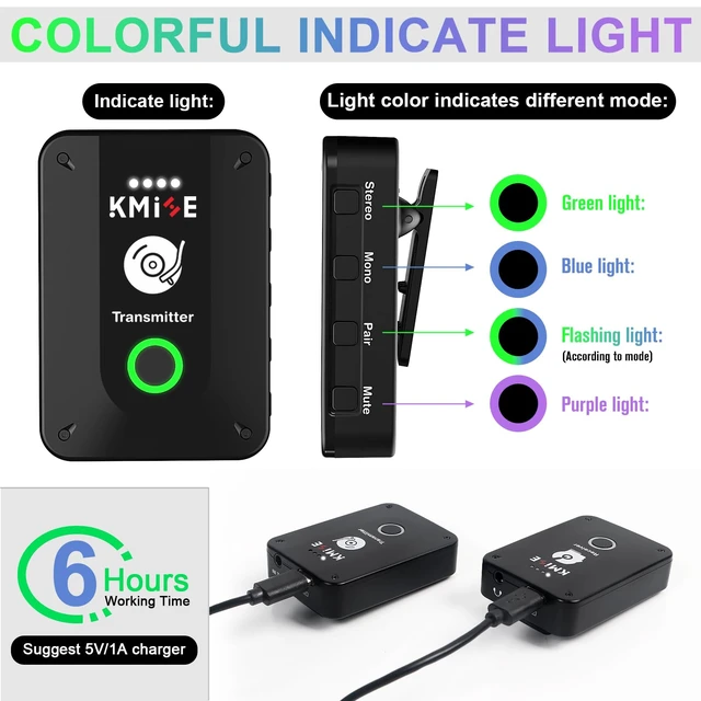 Alt view image 7 of 7 - Wireless in-Ear Monitor System, Pro 2.4G Stereo/Mono Wireless IEM System with Transmitter and Receiver Automatic Pairing, for Studio, Band Rehearsal, Live Performance