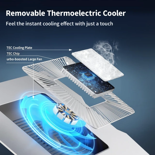 Alt view image 2 of 7 - Laptop Cooling Stand with Peltier Cooler Adjustable Height & Angle, Whisper-Quiet Aluminum Thermoelectric Cooler for 12-19 Inch Laptops, MacBook/Dell/HP/Lenovo Fast Cooling Notebook