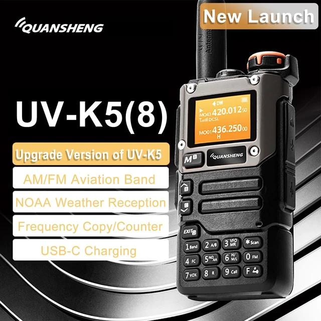 Alt view image 2 of 6 - 2 Packs Quansheng UV-K5(8) Radio USB-C Charging Two Way Radio Long Range with NOAA for Adults 5W U/V Dual Band DTMF AM FM Walkie Talkie Rechargeable UV-K6 771 Antenna