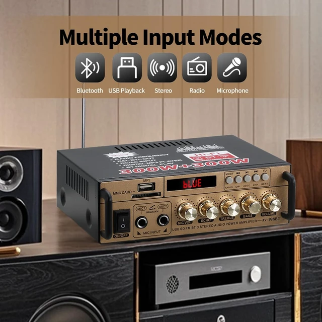 Alt view image 3 of 7 - 2.1 Channel Bluetooth HiFi Stereo Subwoofer Amplifier, RMS 20Wx2+40W Mini Digital Audio Power Amplifier & Bass Treble Control for Home Speakers, 80W Audio Stereo with Power Supply-ST-838