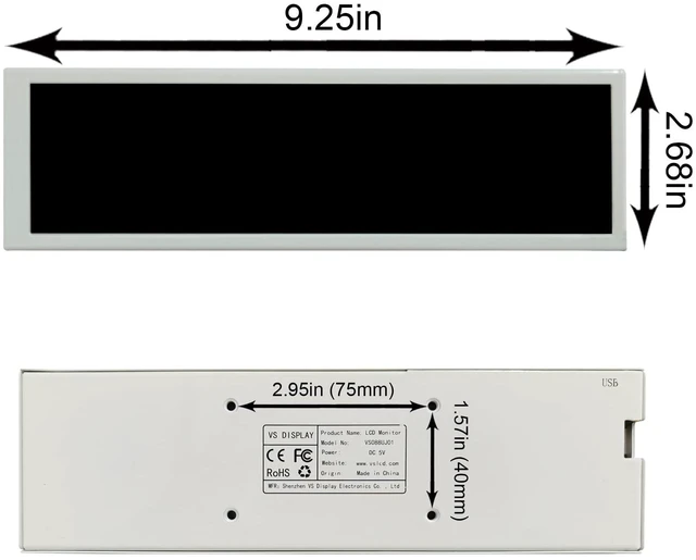 Alt view image 5 of 7 - 8.8'' 1920x480 PC Case Screen Monitor Secondary Display,White for DIY Computer GPU CPU RAM Temperature Data Monitoring Sensor Panel