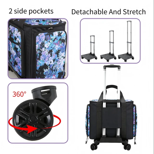 Alt view image 3 of 7 - Rolling Teacher Bag with Five 360-Degree Rotating Wheels, Designed for Teacher Art,Worker,Nurse, Srapbooking, CraftWith YKK Zipers,Fits for 17.3" Laptop