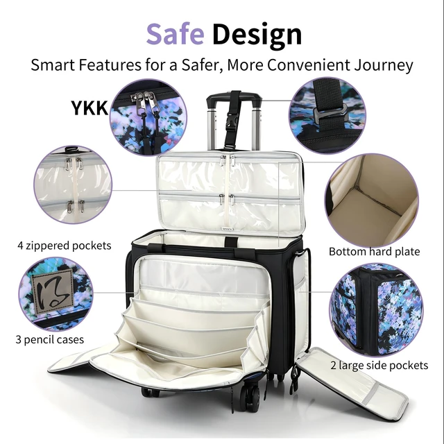 Alt view image 5 of 7 - Rolling Teacher Bag with Five 360-Degree Rotating Wheels, Designed for Teacher Art,Worker,Nurse, Srapbooking, CraftWith YKK Zipers,Fits for 17.3" Laptop