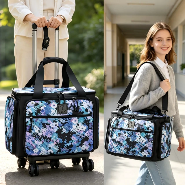 Alt view image 6 of 7 - Rolling Teacher Bag with Five 360-Degree Rotating Wheels, Designed for Teacher Art,Worker,Nurse, Srapbooking, CraftWith YKK Zipers,Fits for 17.3" Laptop