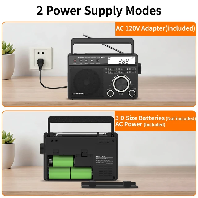 Alt view image 6 of 7 - Portable AM FM SW Radio, ATS Auto Scan, Numeric Keys, MP3 Player Recording, MP3/WMA Playback via USB or microSD Card, Clock & Alarm, Sleep Timer, Backlit LCD Display, Battery or AC Power