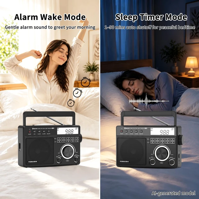 Alt view image 7 of 7 - Portable AM FM SW Radio, ATS Auto Scan, Numeric Keys, MP3 Player Recording, MP3/WMA Playback via USB or microSD Card, Clock & Alarm, Sleep Timer, Backlit LCD Display, Battery or AC Power