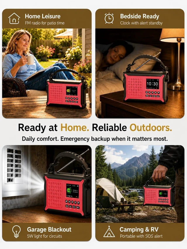 Alt view image 7 of 7 - NOAA Emergency Weather Radio with S.A.M.E. County Alerts & 12000mAh Battery County Alerts Made Simple, 2.4" Color Screen, 86 Alerts, Solar & Hand Crank Power, FM, Phone Charger, Lights & SOS