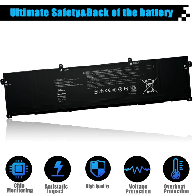 Alt view image 4 of 7 - M02R0 Laptop Battery Replacement for Dell Alienware x16 R1 Alienware x16 R2 P120F007 P120F008 Series Notebook MO2R0 HP26N 0HP26N 0MRWR6 11.55V 90Wh 7792mAh 6-Cell