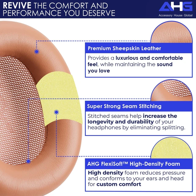 Alt view image 2 of 7 - Replacement Beoplay h100 Ear Pads Cushions Compatible with Bang & Olufsen Beoplay H100 Headphones (Sunset Apricot). Sheepskin Leather/High-Density Foam/Strong Magnet