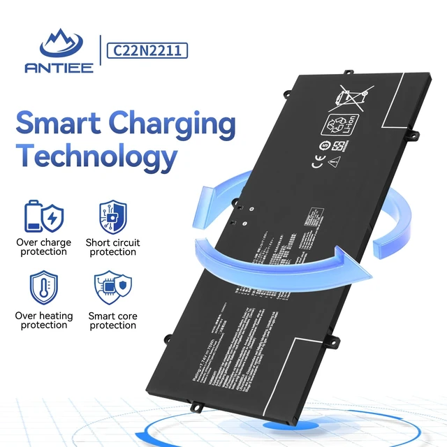 Alt view image 5 of 7 - 75Wh C22N2211 Laptop Battery Replacement for Asus Zenbook 14 Q415MA UX3405 Q415MA-U5512 Q425MA-U71TB OLED UX3405CA-U7512 UX3405MA-PH77 UX3405VA UX3405ZA Series 0B200-04400000 7.74V 9702mAh
