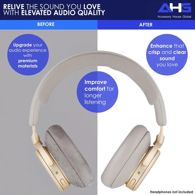 Alt view image 4 of 7 - Replacement Beoplay h100 Ear Pads Cushions Compatible with Bang & Olufsen Beoplay H100 Headphones (Hourglass Sand). Sheepskin Leather/High-Density Foam/Strong Magnet