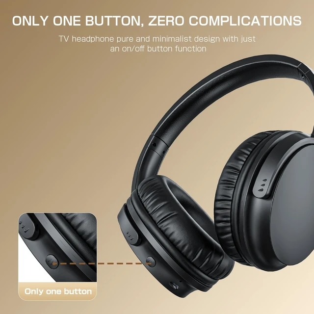 Alt view image 3 of 7 - Easy One-Button Exclusively TV Headphones for Seniors, Rechargeable, Loud Clear Wireless Bluetooth Headset for Mild Hearing Loss Private Watching with USB/Optical/RCA/3.5mm