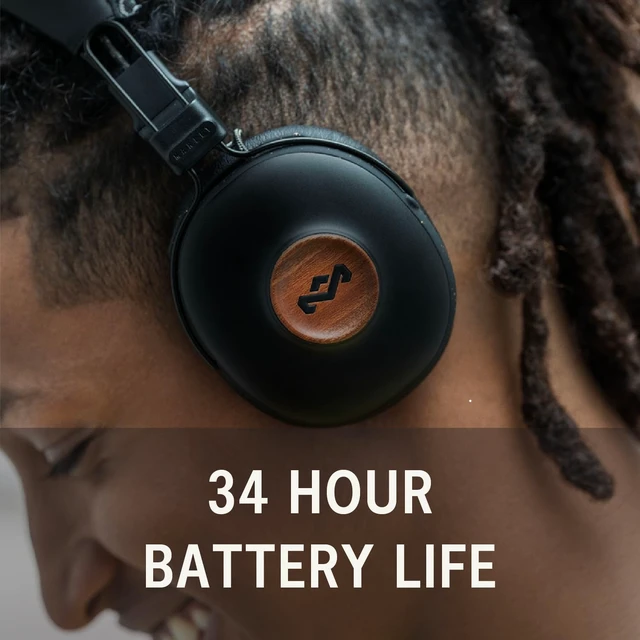 Alt view image 2 of 4 - House of Positive Vibration Frequency: Over-Ear Wireless Headphones with Microphone, Wireless Bluetooth Connectivity, 34 Hours of Playtime and Quick Charge Technology, Signature Black
