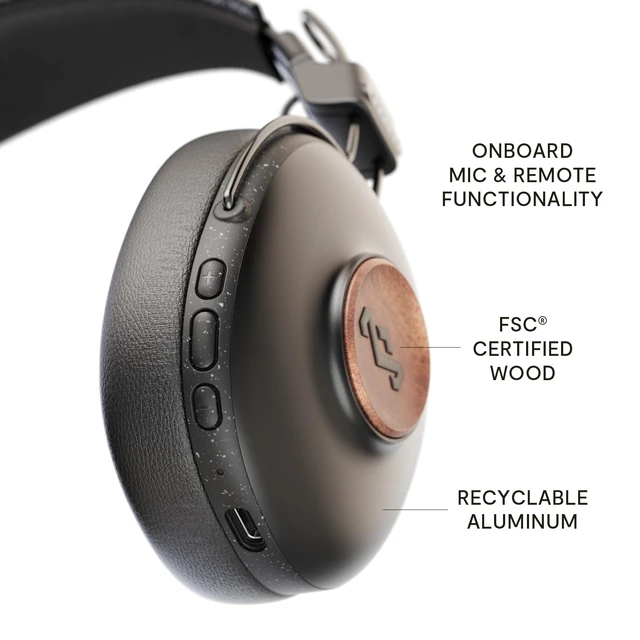 Alt view image 3 of 4 - House of Positive Vibration Frequency: Over-Ear Wireless Headphones with Microphone, Wireless Bluetooth Connectivity, 34 Hours of Playtime and Quick Charge Technology, Signature Black