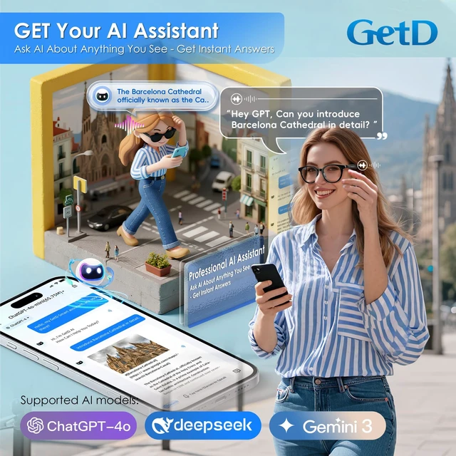 Alt view image 4 of 7 - AI Glasses for Men & Women, Smart Glasses Powered by ChatGPT with 74-Language Translation, Bluetooth 5.4 Glasses,Blue Light Filtering,11H Music Play for Driving, Travel, Business Daily Use