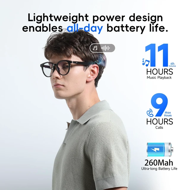 Alt view image 5 of 7 - AI Glasses for Men & Women, Smart Glasses Powered by ChatGPT with 74-Language Translation, Bluetooth 5.4 Glasses,Blue Light Filtering,11H Music Play for Driving, Travel, Business Daily Use