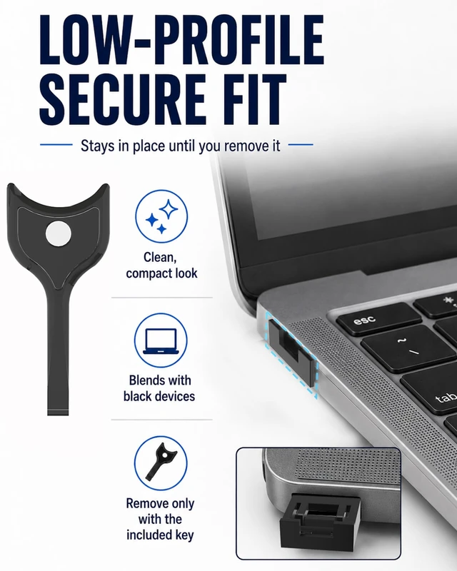 Alt view image 2 of 7 - 100-Pack USB-A Port Locks with 5 Keys,Laptop Security Locks for Physical Security and Malware Protection, Removable USB-A Port Locks for PC Laptops,Protecting Data and Information Security (Black)