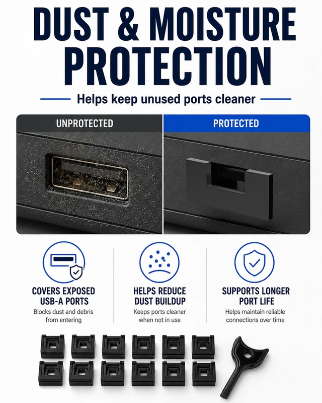 Alt view image 6 of 7 - 100-Pack USB-A Port Locks with 5 Keys,Laptop Security Locks for Physical Security and Malware Protection, Removable USB-A Port Locks for PC Laptops,Protecting Data and Information Security (Black)