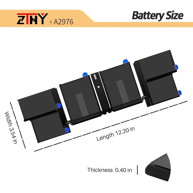 Alt view image 7 of 7 - A2976 Laptop Battery for MacBook Pro 16-inch A2991 (late 2023) MRW43LL/A MRW13LL/A MRW63LL/A MRW23LL/A MRW73LL/A MRW33LL/A M3 Pro (end of 2023) EMC 8408 11.57V 99.6Wh 8607mAh