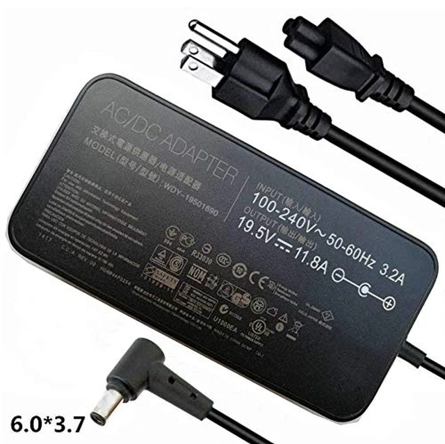 Alt view image 6 of 6 - 19.5V 11.8A 230W AC Charger Compatible for Asus ROG Zephyrus S GX701GX GX701GW GX701GV ROG Strix Scar II GL704GM-DH74 GL703GM-DS74 ADP-230GB B A17-180P1A Gaming Laptop with US Cable