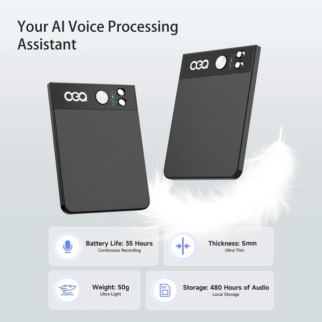 Alt view image 5 of 7 - AI Voice Recorder with Simultaneous Interpretation & Real-timeTranscription,64GB AI Speech Processor Powered by ChatGPT with App Control for Business/Education/Interviews,Black