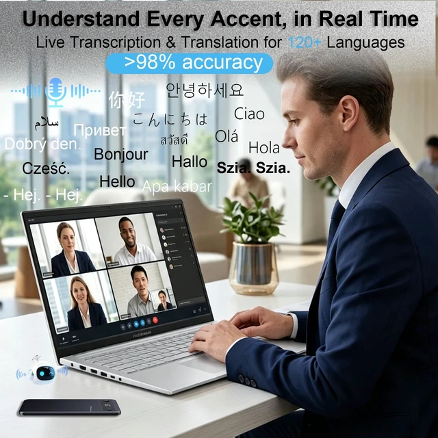 Alt view image 5 of 7 - AI Voice Recorder Unlimited Transcribe Summarize 64G Bluetooth Grey App Control, Auto Transcription Summaries, Support 120+ Laguages, Portable Recorder, Meetings, Calls, Lectures, Professionals
