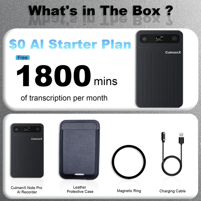 Alt view image 7 of 7 - AI Voice Recorder Unlimited Transcribe Summarize 64G Bluetooth Grey App Control, Auto Transcription Summaries, Support 120+ Laguages, Portable Recorder, Meetings, Calls, Lectures, Professionals