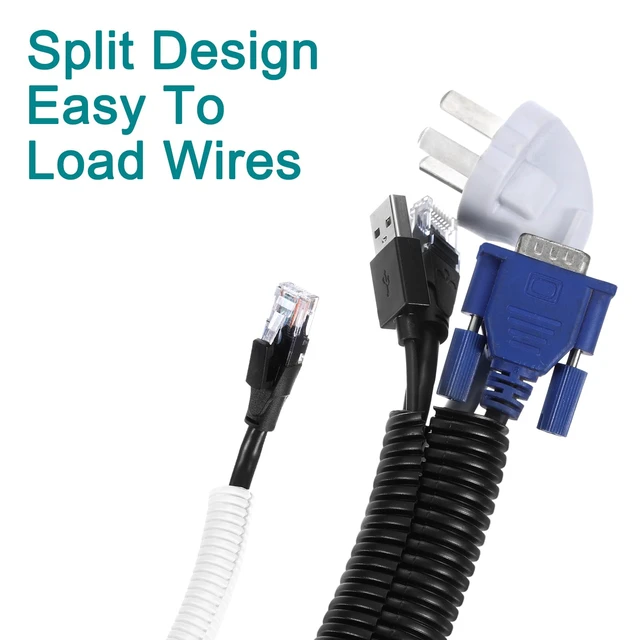 Alt view image 4 of 7 - 3/4 Inch x 50 Ft Split Wire Loom Tubing, Guard Convoluted Flex, Protective Split Cable Conduit, Flexible Wire Protector Tubing, Electrical Cord Cover,White