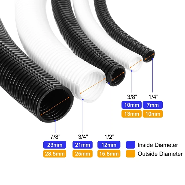 Alt view image 2 of 7 - 3/4 Inch x 50 Ft Split Wire Loom Tubing, Guard Convoluted Flex, Protective Split Cable Conduit, Flexible Wire Protector Tubing, Electrical Cord Cover,White