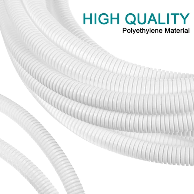 Alt view image 3 of 7 - 3/4 Inch x 50 Ft Split Wire Loom Tubing, Guard Convoluted Flex, Protective Split Cable Conduit, Flexible Wire Protector Tubing, Electrical Cord Cover,White