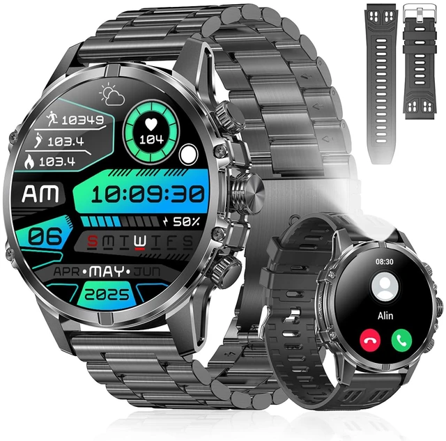 Main image of Smart Watch, 1.75-Inch AMOLED Display, IP67 Waterproof SmartWatch for Men with Flashlight, Answer/Make Call Fitness Trackers, 120+ Sports Modes, Heart Rate Blood Oxygen, 620mAh 15 Days Battery