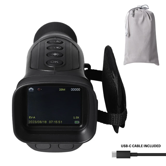 Alt view image 4 of 7 - Night Vision Binocular Camera, 4X Optical Magnification, 2.7" Full High Definition LCD Display, 300M/ 985FT Infrared Distance, 1080P High Definition Video, 16MP Photos