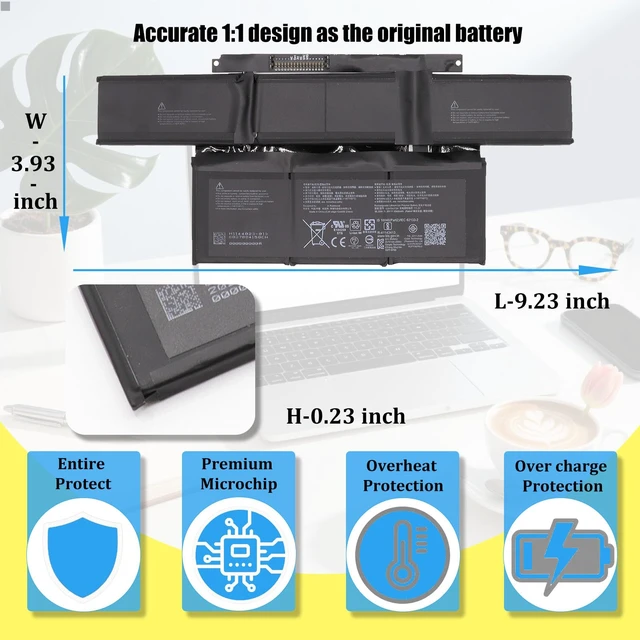 Alt view image 5 of 7 - G3HTA072H Battery for Microsoft Surface Laptop Studio 1964 14.4 in, Replacement Laptop Battery G3HTA071H, 56.3Wh