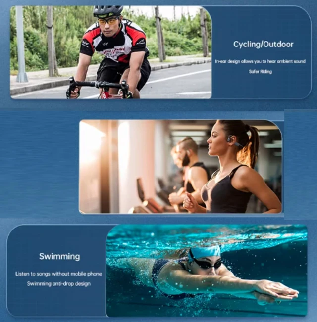 Alt view image 4 of 5 - Swimming Headphones Underwater,IPX8 Waterproof, Bone Conduction Headphones, Open Ear with 32G MP3 Memory for Exercising (Black)