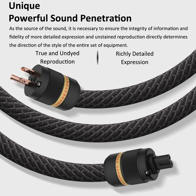 Alt view image 4 of 7 - C7 HiFi Power Cable, 3.3FT, Figure 8 Audiophile Power Cord, 2x9AWG Hi-end Power Wire US AC Mains Cord with Pure Copper Conductor, US+C7 Power Plug