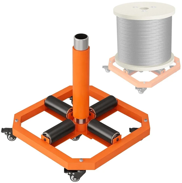 Main image of Heavy Duty Mobile Cable Reel Turntable & Wire Spinner, 1000 lbs Capacity Industrial Cable Caddy, 20"x20"x16" Steel Wire Spool Rack & Holder